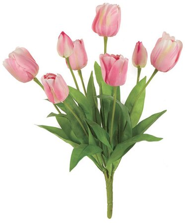 19" Tulip Bush - 8 Flowers - 12" Width - Bare Stem