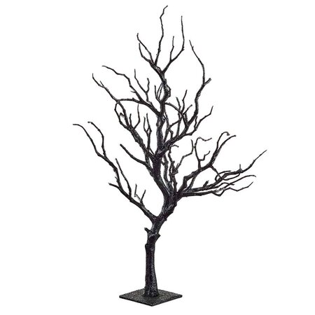 26 inches Plastic Twig Tree on Metal Stand Black