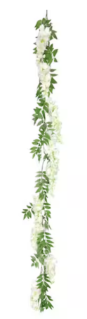 6 feet Wisteria Garland - 9 Flowers - White