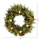 24" Christmas Artificial Wreath with 50 White Warm Lights, 7 Globe Bulbs, Berries and Pine Cones