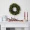 24" Christmas Artificial Wreath with 50 White Warm Lights, 7 Globe Bulbs, Berries and Pine Cones