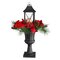 33" Holiday Christmas Berries and Poinsettia with Large Lantern and Included LED Candle Set in a ...
