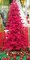 Earthflora's  Artificial Red Flocked Valentino Trees. Medium Flocked, Slim Size Trees with Red LED Lights. 5.5mm LED Bulbs. Available in 4 Sizes - 5', 7.5', 9' or 12' Tall. Wire Stands Included.