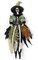 12 inches x 5 inches Hanging Skeleton Witch Ornament - Black/Green