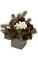 12" x 12" Potted Mixed Silk/Plastic Hydrangea/Rose/Pine - Black Wood Pot