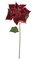 28 inches Velvet/Glittered Poinsettia Stem - 3 Green Leaves - Red/Burgundy