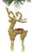 6 inches Standing Deer Ornament - Beaded with Red/Green Accents - Gold