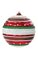6 inches Plastic Shiny Red Ball Ornament - Glitter Green and White Pattern