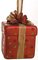 8" Plastic Gift Box Ornament - Red with Red/Green Glittered Polka Dots