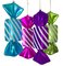 Earthflora's 12 Inch Colorful Striped Matte Candy Ornaments In 4 Colors - Blue, Fuchsia, Green, Purple