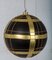 Earthflora's 8 Inch Plaid Ball Ornament In Matte Black And Gold Pattern