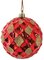 3 Inch Reflective Red Grid Ball Ornament with Gold Glitter
