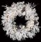 C-70411 34 inches Flocked Long Twig Pine Wreath - Triple Ring - 110 White Tips - 50 Clear Lights - 12 Pine Cones