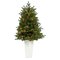 3.5’ Yukon Mountain Fir Artificial Christmas Tree With 50 Clear Lights And Pine Cones In White Planter