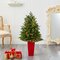 3.5’ Washington Fir Artificial Christmas Tree With 50 Clear Lights In Tower Planter