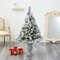 56” Flocked Oregon Pine Artificial Christmas Tree With 100 Clear Lights And 215 Bendable Branches...