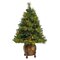 52” North Carolina Mixed Pine Artificial Christmas Tree With 130 Warm White LED Lights, 459 Bendable Branches And Pinecones In Decorative Planter