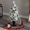 4' Flocked Artificial Christmas Tree with 223 Bendable Branches and 100 Warm Lights in Decorative Urn