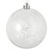 4" Clear Ball White Glitter Snowflake Ornament