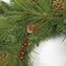 24 inches Mixed Pine Wreath - 7 Pine Cones - 9 Red Berry Clusters