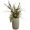 EF-3416 28"Hx20"Wx20"L Succulents in Fluted Cement Pot Green Red