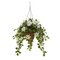 36 inches  Poinsettia And Variegated Holly Artificial Plant In Hanging Cone Basket (Real Touch)