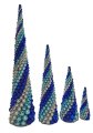 Blue And Silver Matte/Reflective Spiral Pattern Ball Cone Trees | 3 Ft, 5 Ft, 7 Ft, Or 10 Ft.