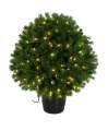 PE/PVC BURLINGTON SPRUCE BALL TOPIARY WITH LED LIGHTS | 27 inches TALL OR 39 inches TALL