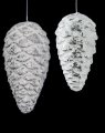 SNOW COVERED SHINY SILVER PINE CONE ORNAMENT | 6.5 INCH OR 8.5 INCH