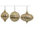 Reflective Gold Pumpkin Ornaments with Glitter | 5 Inch Ball, 5.5 Inch Onion, 6 Inch Onion