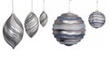 Silver & Pewter Matte/Glittered Striped Ball or Finial Ornaments