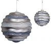 Silver & Pewter Matte/Glittered Striped Ball Or Finial Ornaments