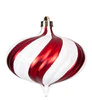 Matte Red And Glitter White Twill Onion Or Ball Ornament