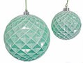 Pearled Mint Blue/Green Grid Ball w/Glitter Ornaments | 4.5" or 8" Sizes