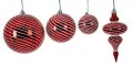 REFLECTIVE RED BALL ORNAMENT WITH WHITE SWIRL PATTERN | 4 INCH, 6 INCH, 8 INCH