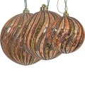 ROSE GOLD/CHAMPAGNE/OLIVE GLITTERED SWIRL BALL ORNAMENTS | 4 INCH, 6 INCH, OR 8 INCH SIZES