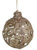 6 Inch Champagne Gold Glitter/Sequined Ball or Finial Ornament