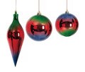 SHATTERPROOF GREEN/RED/BLUE OMBRE ORNAMENTS