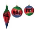 SHATTERPROOF GREEN/RED/BLUE OMBRE ORNAMENTS