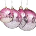Mercury Glass Finish Fuchsia/Silver Ombre Ornaments | 4", 6", or 8"