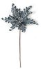 22" Velvet Poinsettia Stem with Silver Glitter Trim | Royal Blue or Slate Blue
