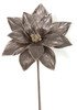 23" Metallic Poinsettia Stem w/Beaded Trim | Iron Brown/Grey or Black