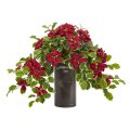 21" Poinsettia and Variegated Holly Artificial Plant in Decorative Planter (Real Touch)