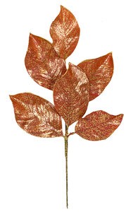 19.5 Inch Metallic Magnolia Spray in Pewter or Copper Burgundy Colors