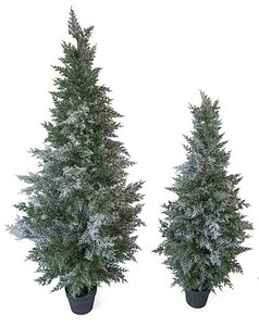 PLASTIC FLOCKED CEDAR TREE | 4 FOOT OR 5 FOOT