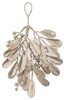 6.5" Metallic/Glittered Hanging Mistletoe w/Berries | Champagne or Silver