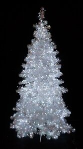 Iridescent Crystal White Slim Pine Trees with Lights | 5' to 15' Tall