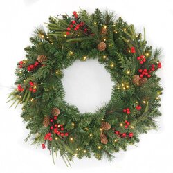 Red Lodge Mixed Pine Wreath with Red Berries/Pinecones