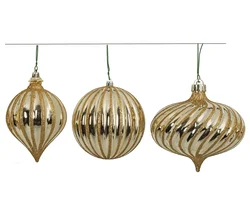 Reflective Gold Pumpkin Ornaments with Glitter | 5 Inch Ball, 5.5 Inch Onion, 6 Inch Onion