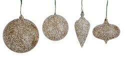 CHAMPAGNE & WHITE BEADED ORNAMENTS | BALL, FINIAL, OR ONION ORNAMENTS